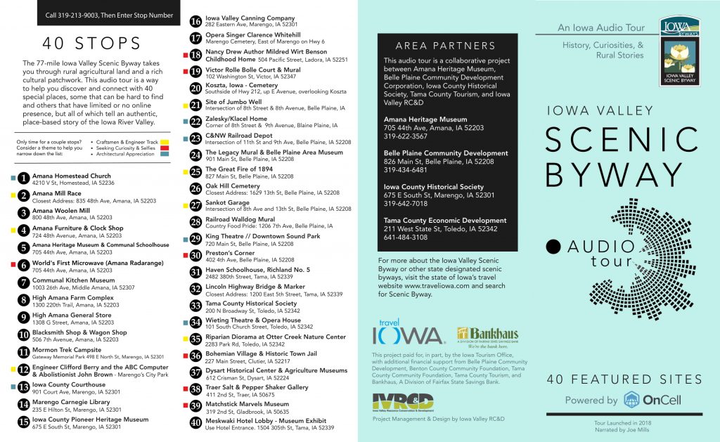 Iowa Valley Audio Tour Brochure page 1