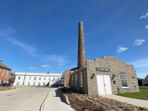 Electric Thread, the Indigo Room, and the Lobby to the Hotel Millright today. Remaining working Woolen Mill is on the left.