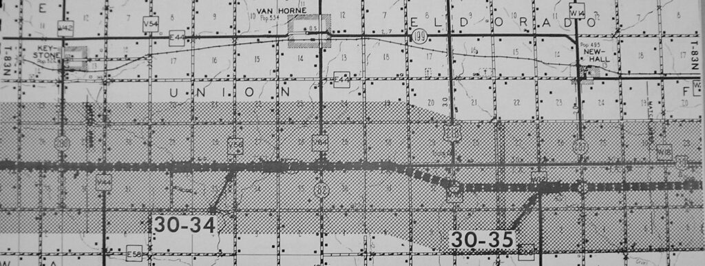 A photograph of a page from a May 1968 plan shows a proposed four-lane U.S. Highway 30 in Benton County