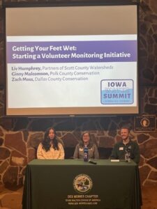 Liv Humphrey, GInny Malcomson, and Zach Moss on a panel about starting a volunteer program